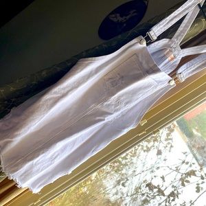 Medium/large white jean skirt overalls